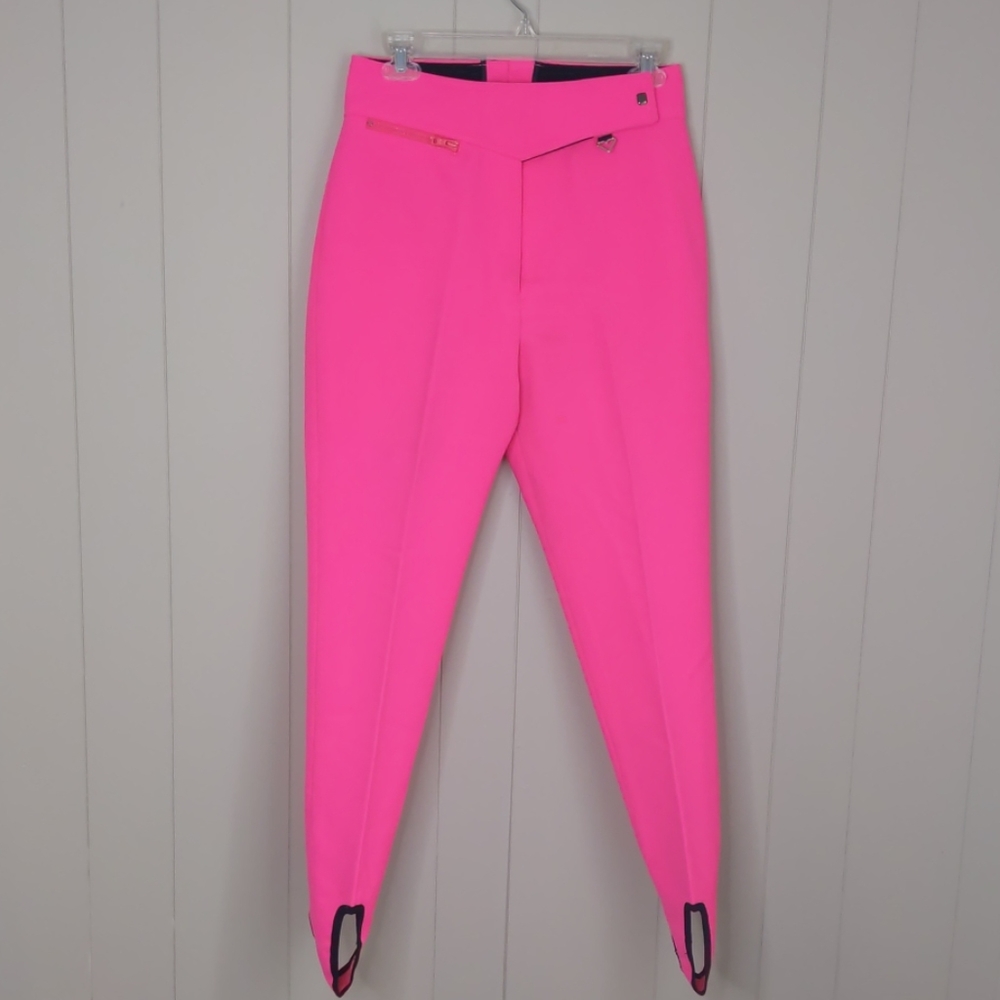 Obermeyer Vintage Neon Pink Ski Pants with Stirups